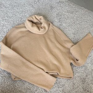 Privacy Please Camel Cowl Neck Sweater